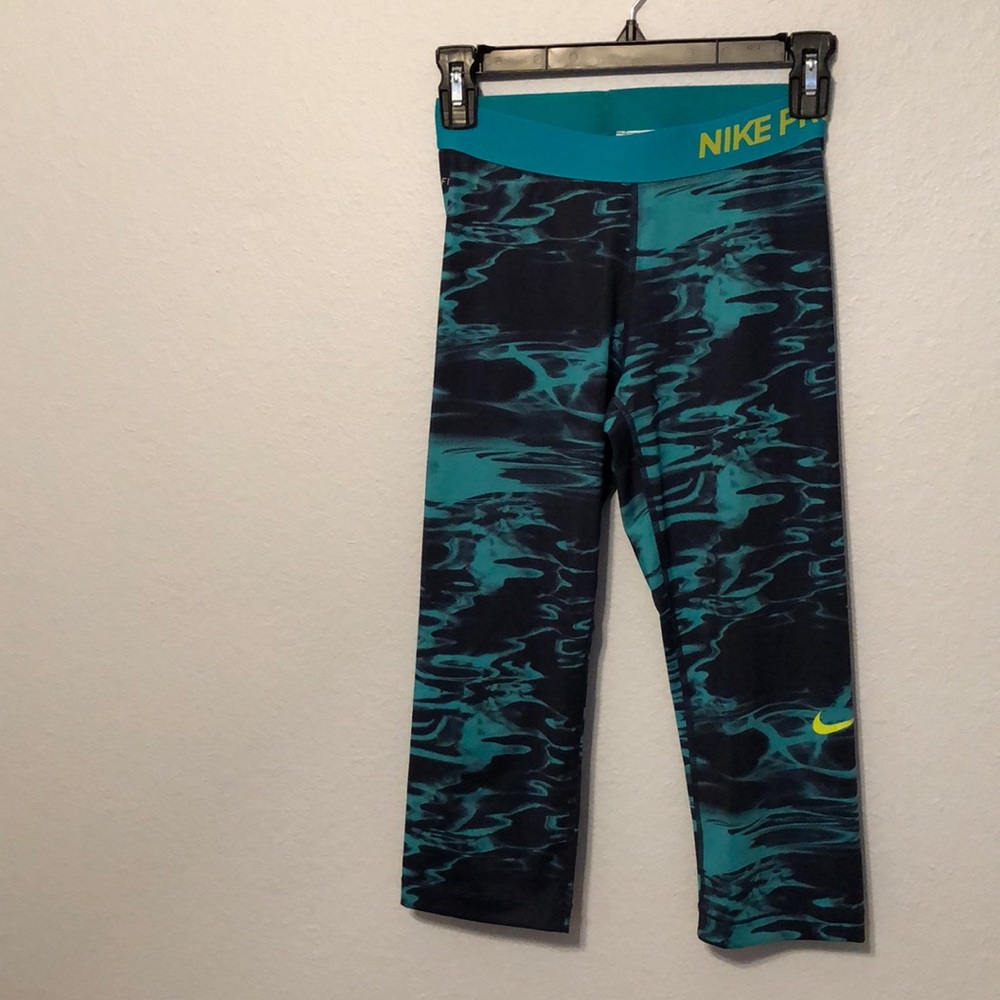 Nike Pro black & blue tie dye leggings